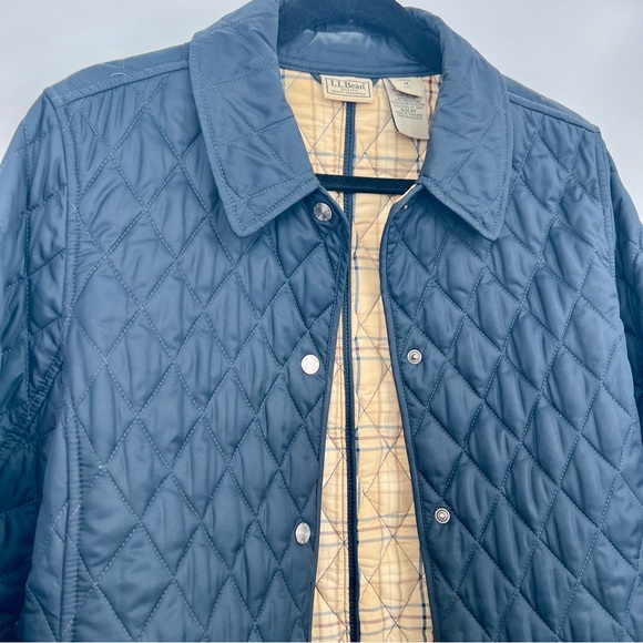 LL. Bean Diamond Quilted Barn Equestrian Fleece Jacket Petite M Vintage Y2K - Picture 4 of 8